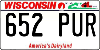 WI license plate 652PUR