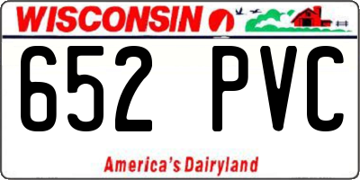 WI license plate 652PVC