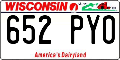 WI license plate 652PYO