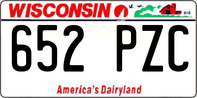 WI license plate 652PZC