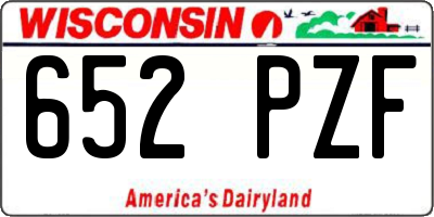 WI license plate 652PZF