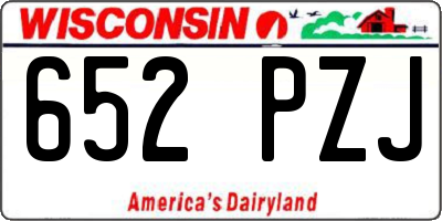WI license plate 652PZJ