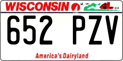 WI license plate 652PZV