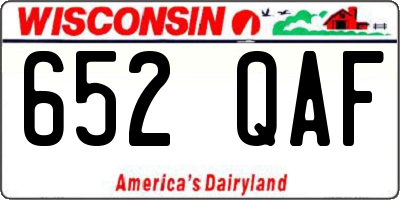 WI license plate 652QAF