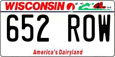 WI license plate 652ROW