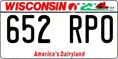 WI license plate 652RPO