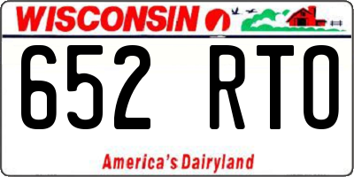 WI license plate 652RTO