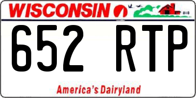 WI license plate 652RTP