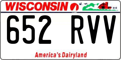 WI license plate 652RVV