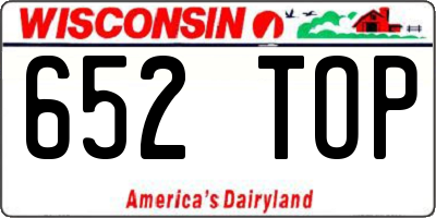 WI license plate 652TOP