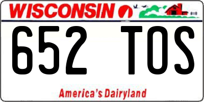WI license plate 652TOS