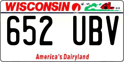 WI license plate 652UBV