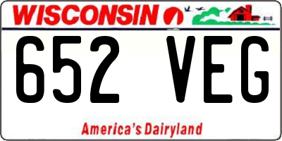 WI license plate 652VEG