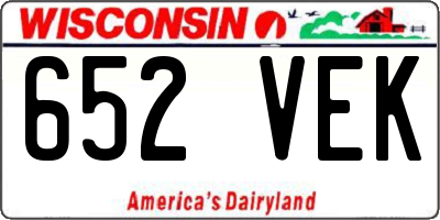 WI license plate 652VEK