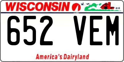 WI license plate 652VEM