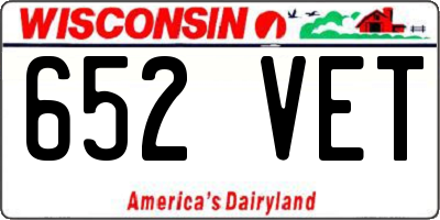 WI license plate 652VET