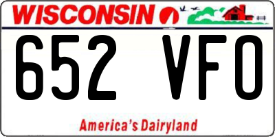 WI license plate 652VFO
