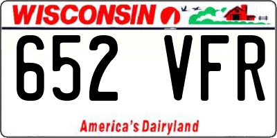 WI license plate 652VFR