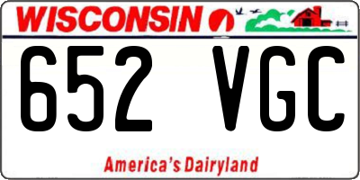 WI license plate 652VGC