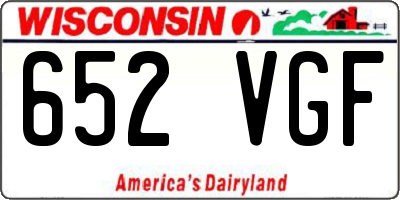 WI license plate 652VGF