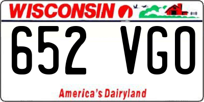 WI license plate 652VGO