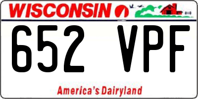 WI license plate 652VPF