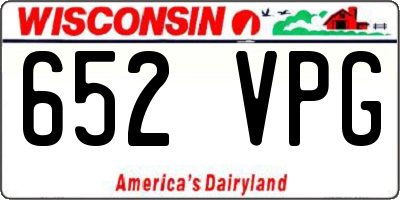 WI license plate 652VPG