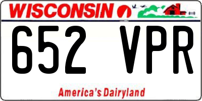 WI license plate 652VPR