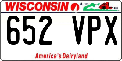 WI license plate 652VPX