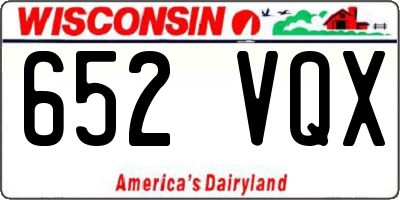 WI license plate 652VQX
