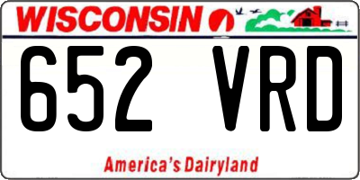 WI license plate 652VRD