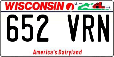WI license plate 652VRN