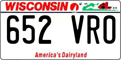 WI license plate 652VRO