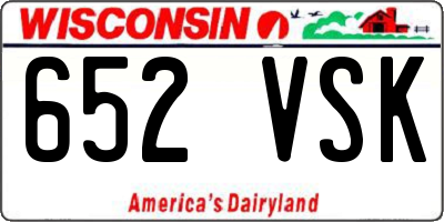 WI license plate 652VSK