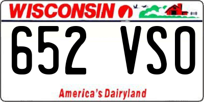WI license plate 652VSO