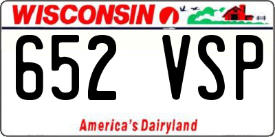 WI license plate 652VSP