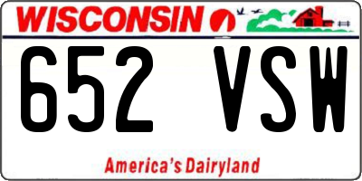 WI license plate 652VSW