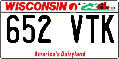 WI license plate 652VTK