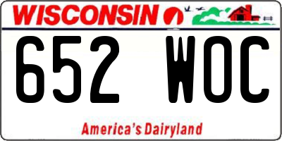 WI license plate 652WOC