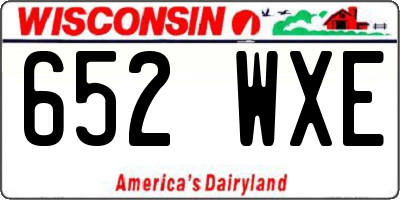 WI license plate 652WXE
