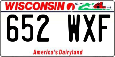 WI license plate 652WXF