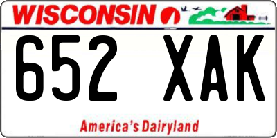 WI license plate 652XAK