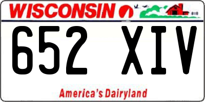 WI license plate 652XIV