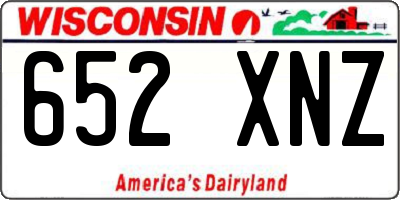 WI license plate 652XNZ