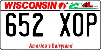 WI license plate 652XOP
