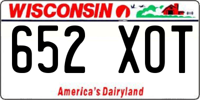 WI license plate 652XOT