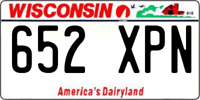 WI license plate 652XPN