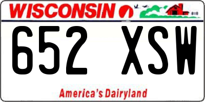 WI license plate 652XSW