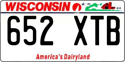 WI license plate 652XTB