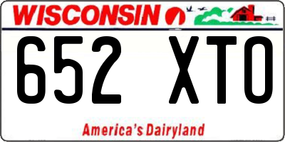 WI license plate 652XTO